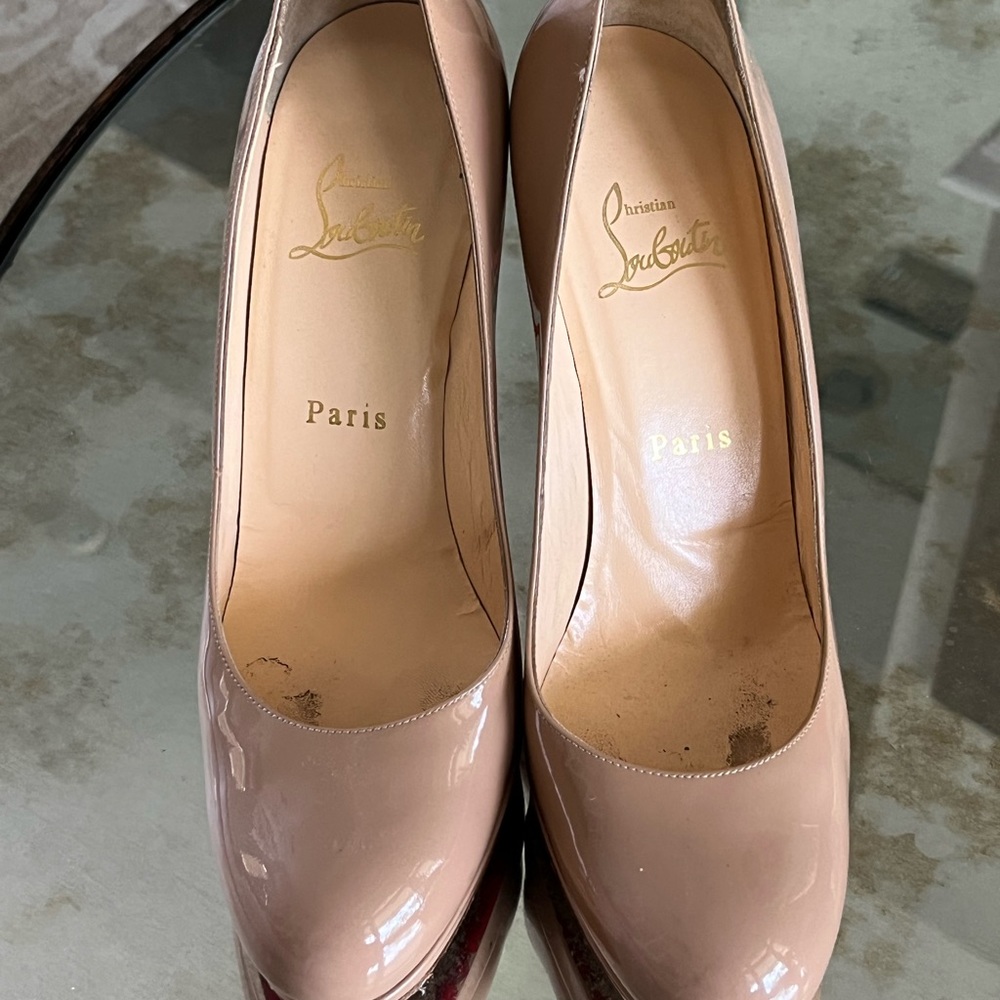 GUC Christian Louboutin Bianca Platform Heels Size 38 Nude - -Tan